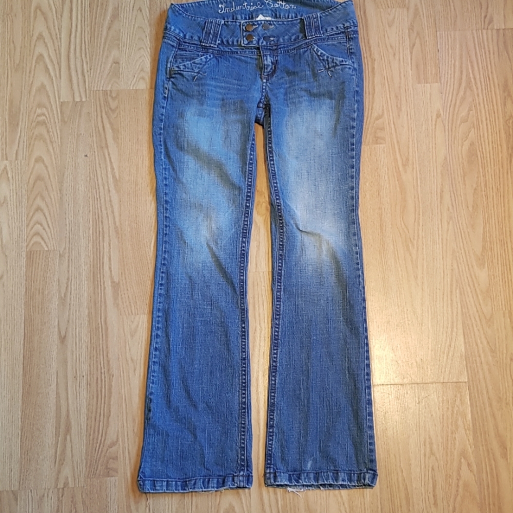 Industrial Cotton Denim Jeans Embroidered Pockets